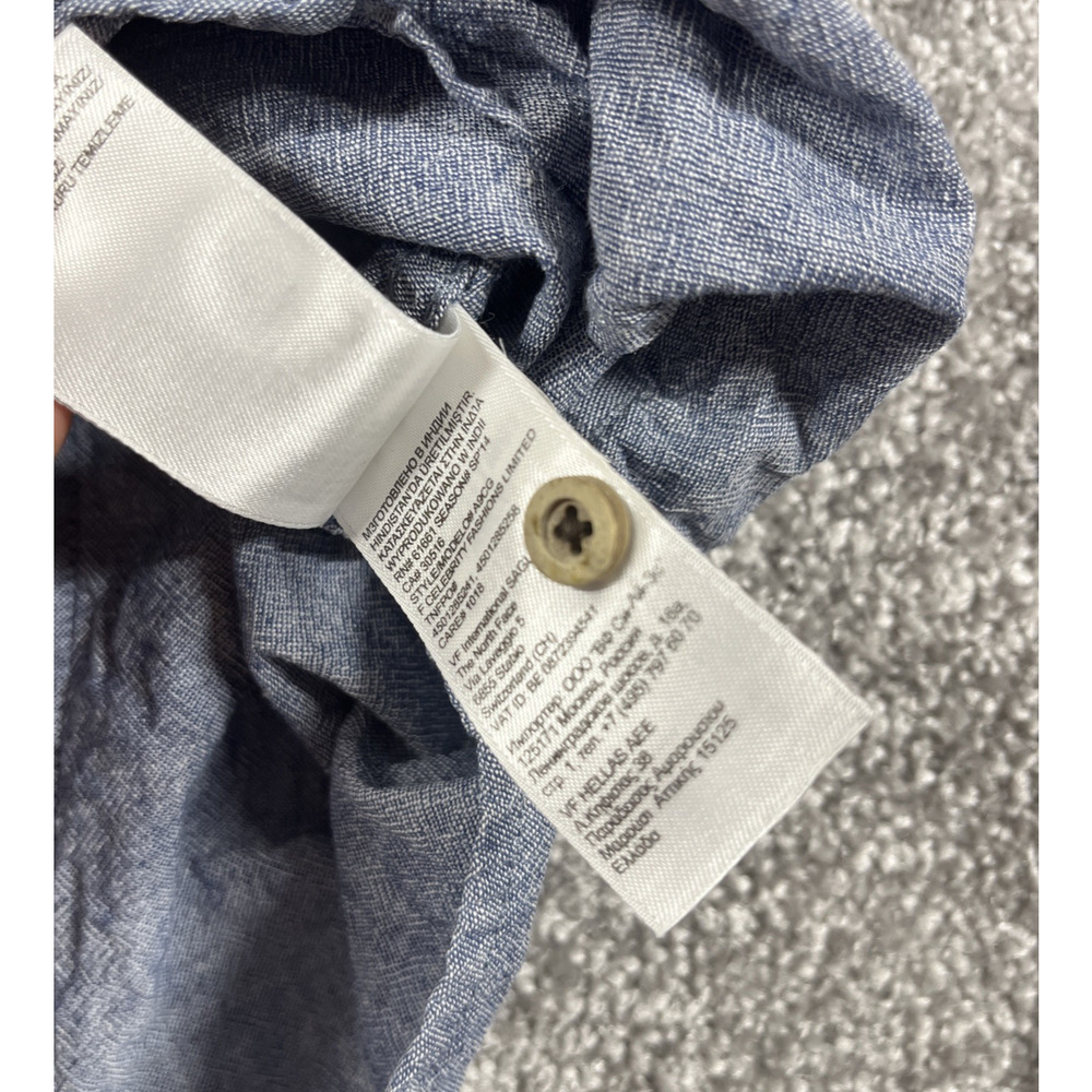 North Face Button Up‎ Shirt Womens Small Linen Cotton Chambray Long Sleeve Blue - Picture 6 of 14